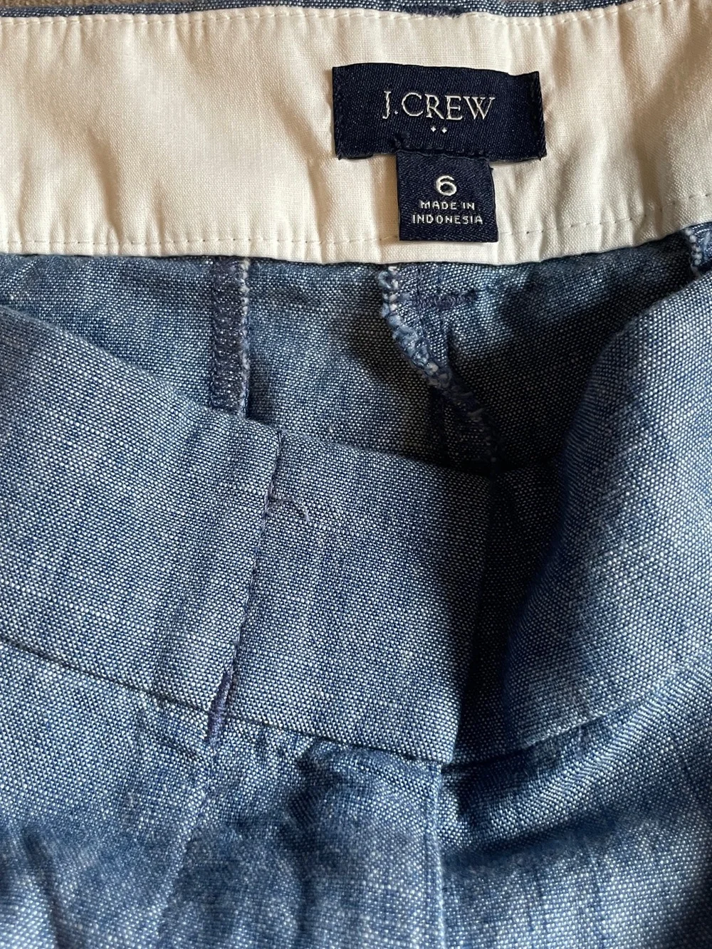 J.Crew 5” Classic Blue Chambray Cotton Shorts Side Pockets Size 6